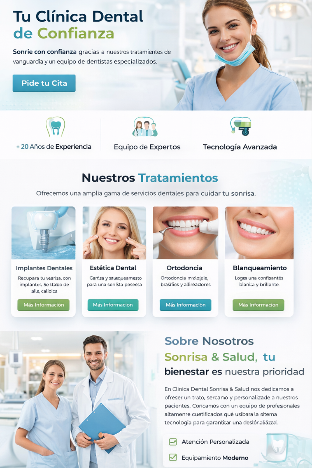 Ejemplo de web profesional para dentista