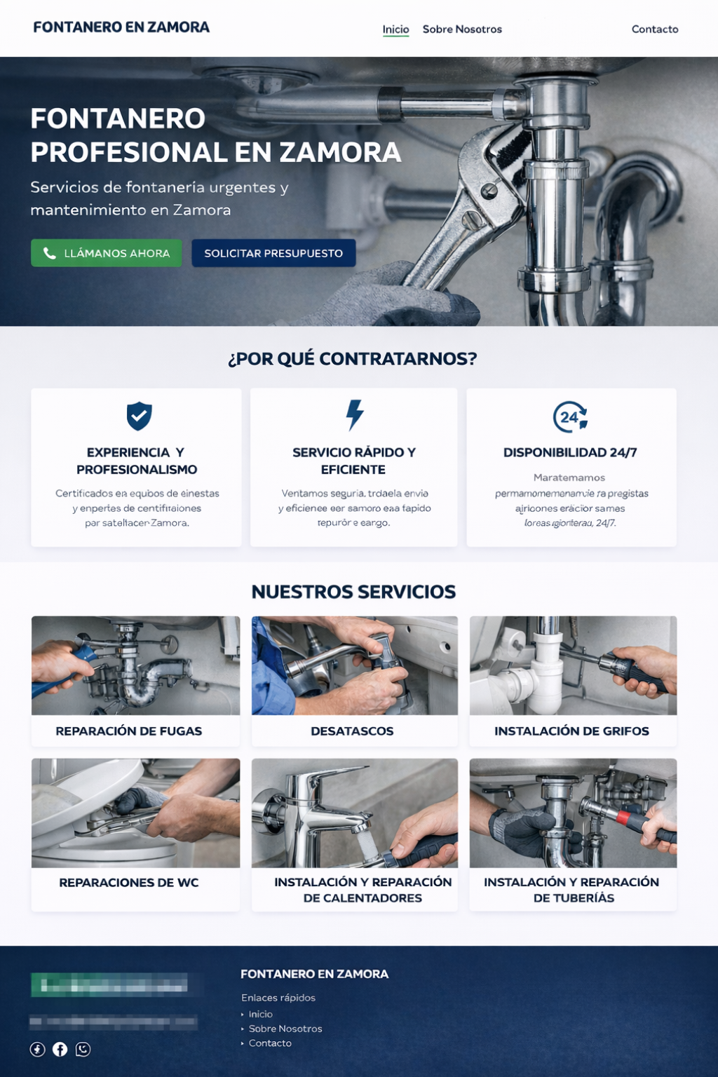 Ejemplo de web profesional para fontanero