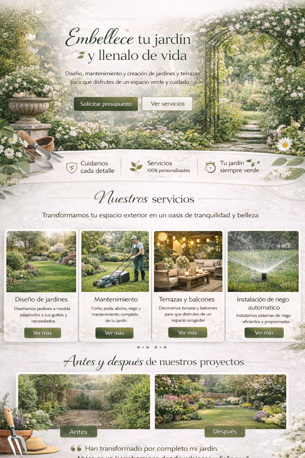 Ejemplo de web profesional para jardinería