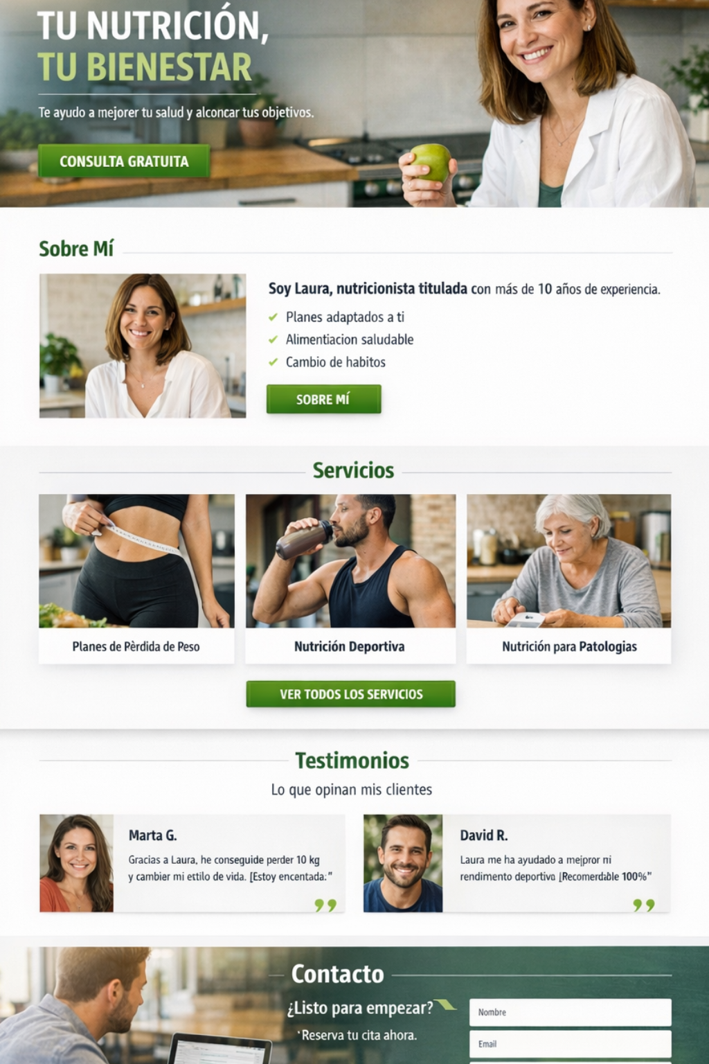 Ejemplo de web profesional para nutricionista