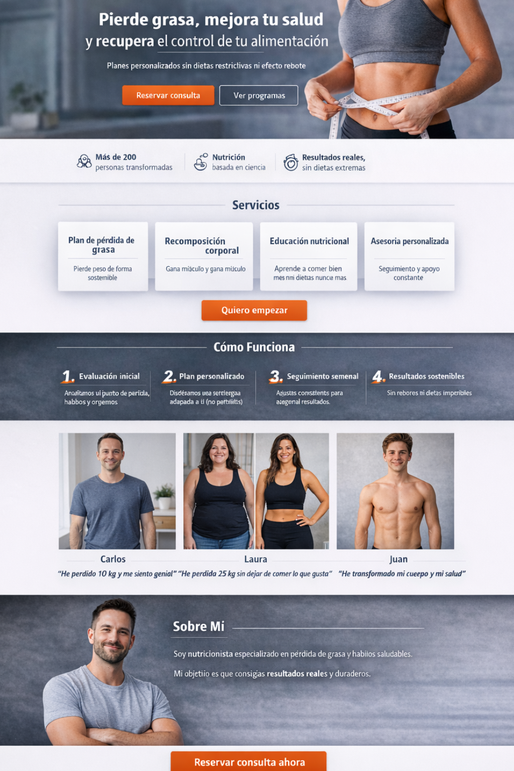 Segundo ejemplo de web profesional para nutrición