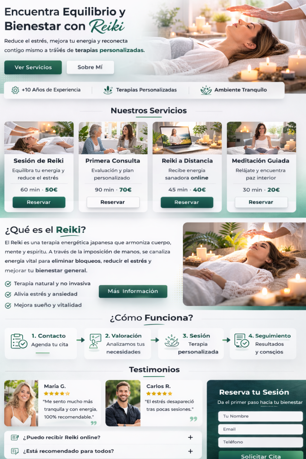 Ejemplo de web profesional para reiki